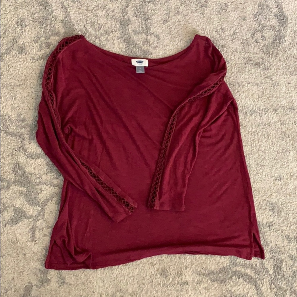 Long Sleeve Crochet Detail Top